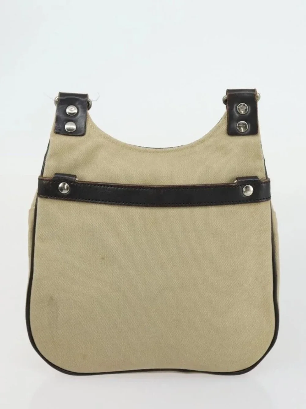 BURBERRY BALLY Tote Bag Leather Canvas 2 Set Beige Navy Auth 151571 - Picture 5 of 16